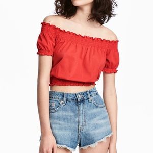 H&M Red Off The Shoulder Top
